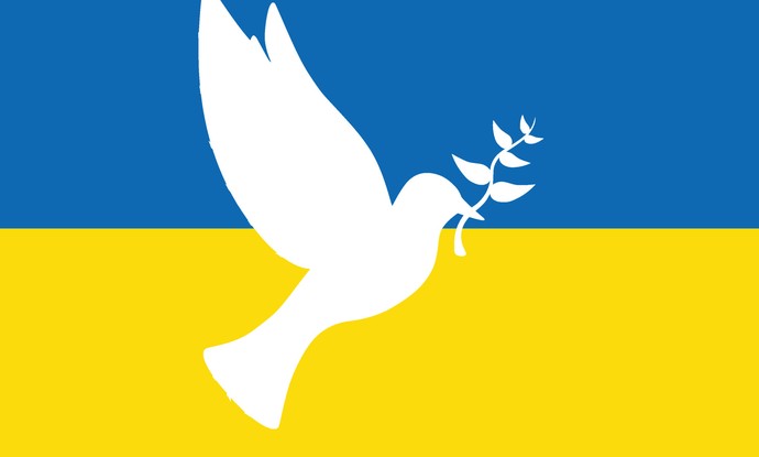 Прапор України з голубом миру (Flagge der Ukraine mit einer Friedenstaube)